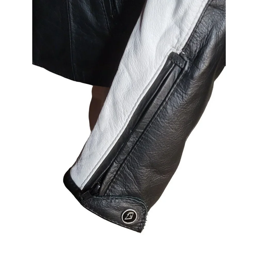 Z1R Nectar Womens LG Black White Leather Motorcycle Jacket Removable Pads Liner - Picture 5 of 14